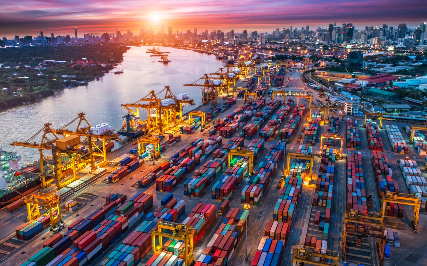 Picture of a port with multiple containers