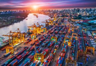 Picture of a port with multiple containers